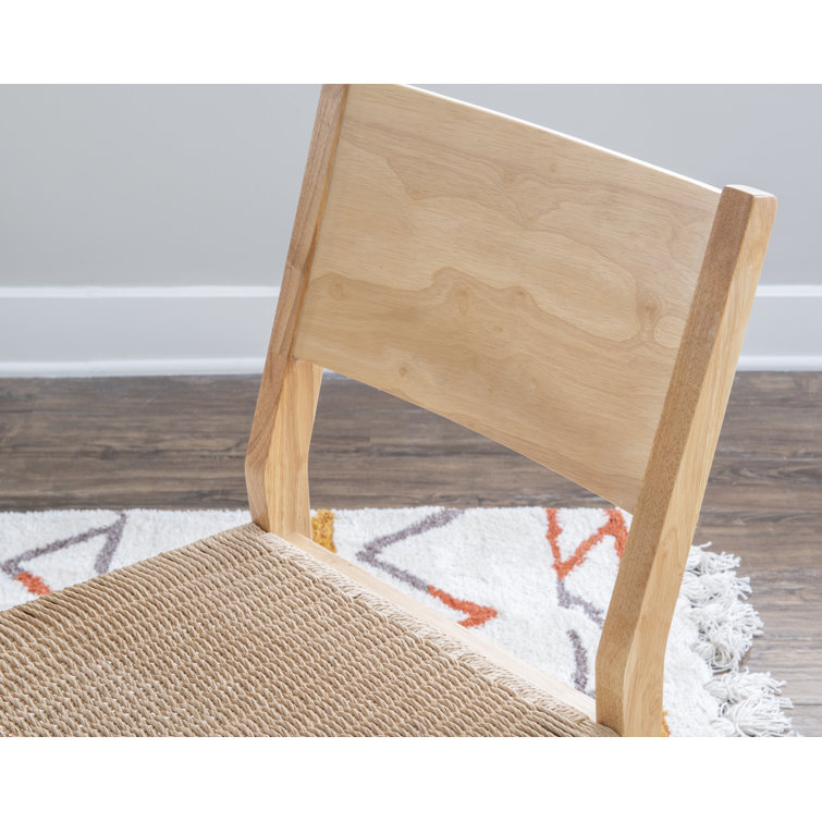 Midcentury Natural Brown Basketweave Rope & Wood Dining Chair Set