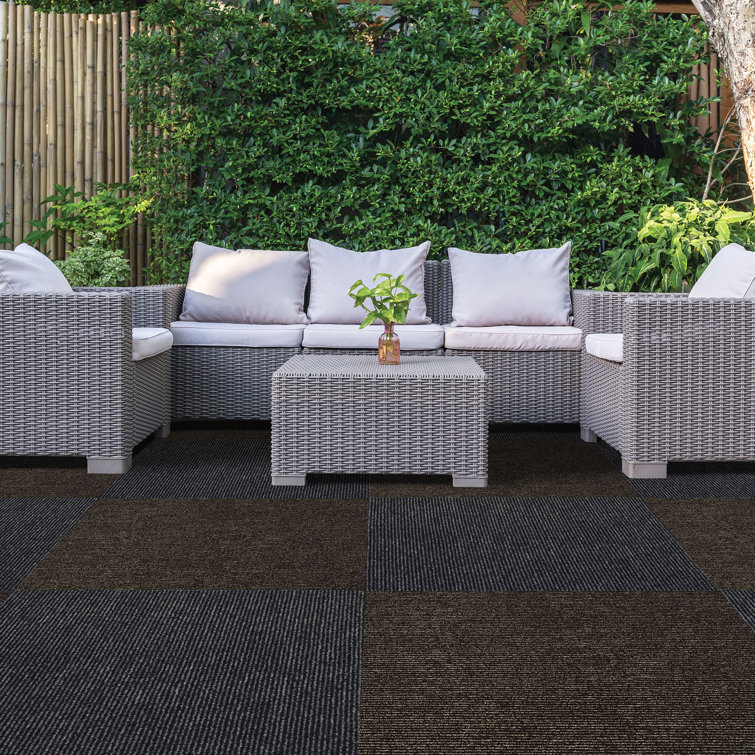 Taupe 24" x 24" Peel and Stick Indoor/Outdoor Carpet Tiles