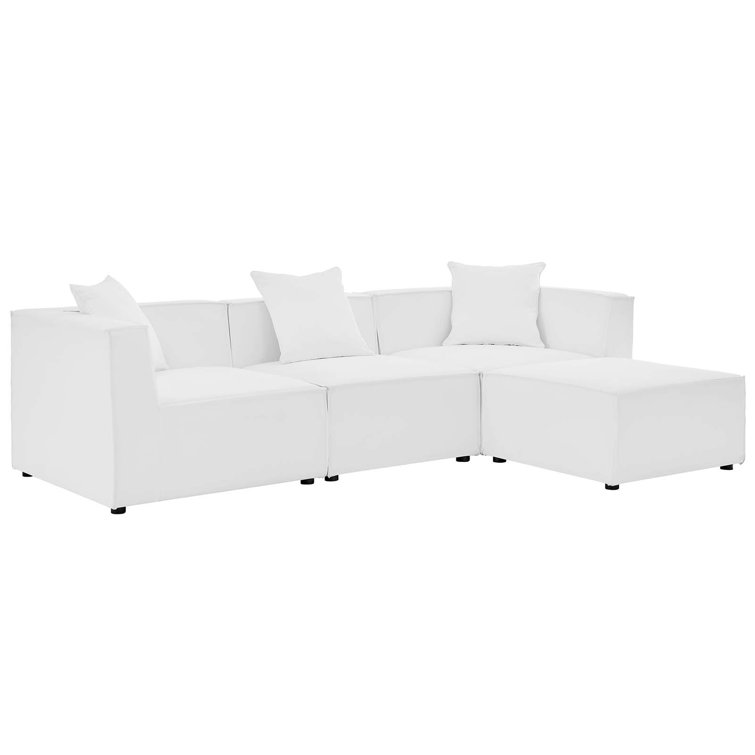 White Aluminum 4-Piece Outdoor Patio Sectional Sofa