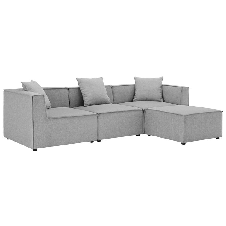 Gray Aluminum Outdoor Patio Sectional Sofa with Cushions