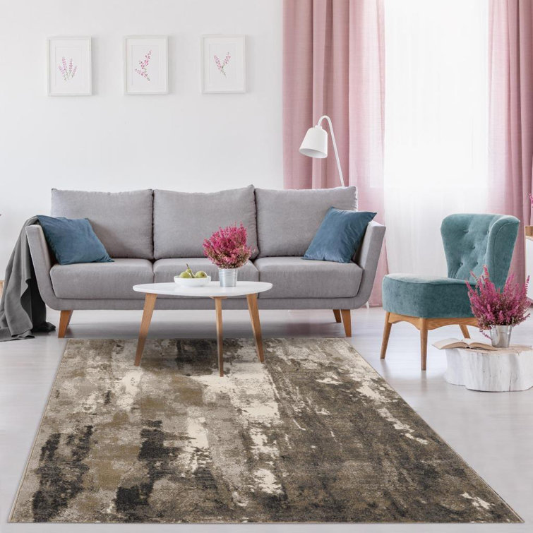 Abstract Elegance Beige Synthetic 9' x 12' Area Rug