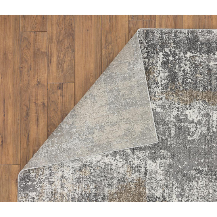 Gray and Beige 8' x 10' Abstract Synthetic Area Rug