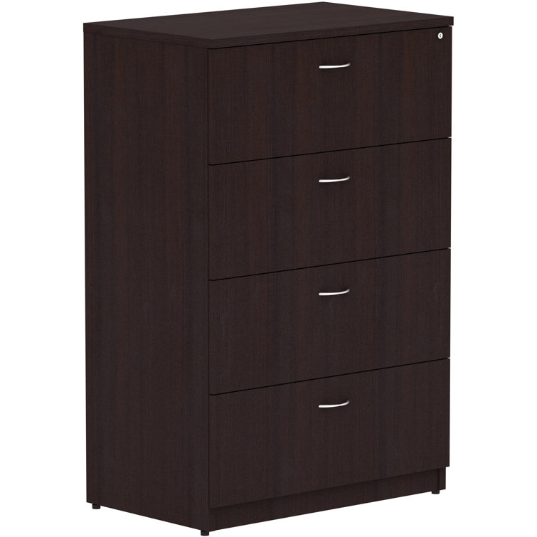 Espresso 4-Drawer Lockable Lateral File Cabinet