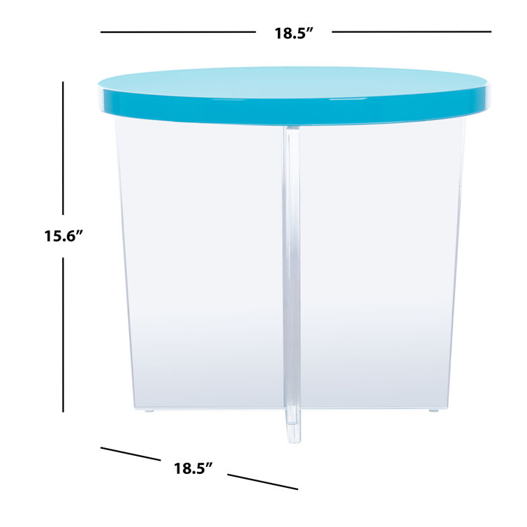 Edwards Turquoise Round Acrylic Accent Table with Clear Base