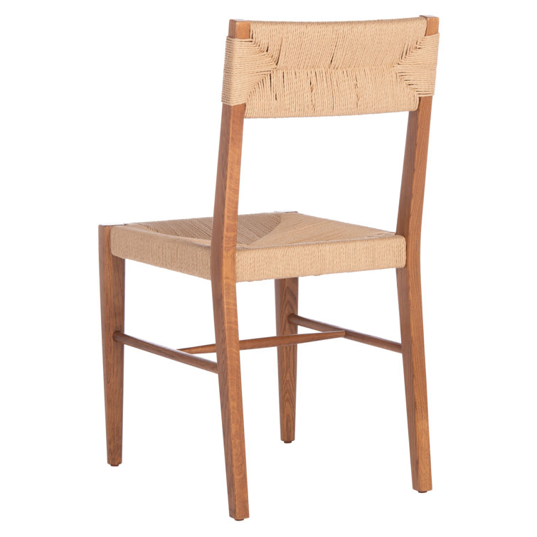 Coastal Farmhouse Black Rattan and Cane Slat Side Chair