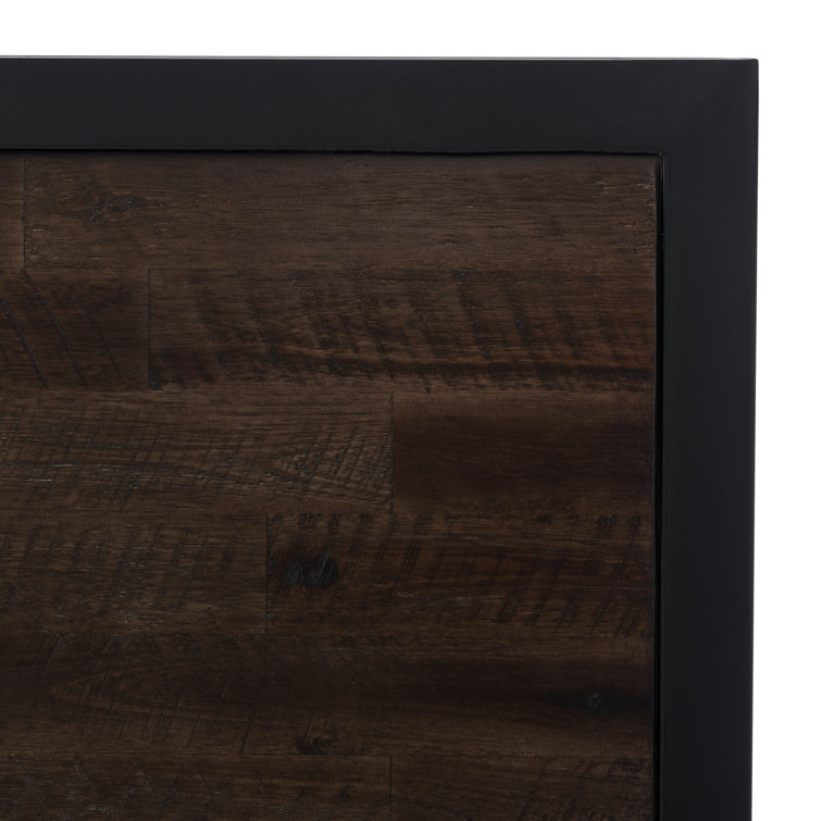 Emmarose King Platform Bed with Headboard in Black and Chocolate Brown