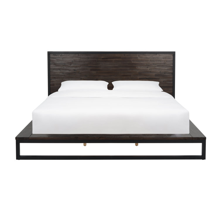 Emmarose King Platform Bed with Headboard in Black and Chocolate Brown