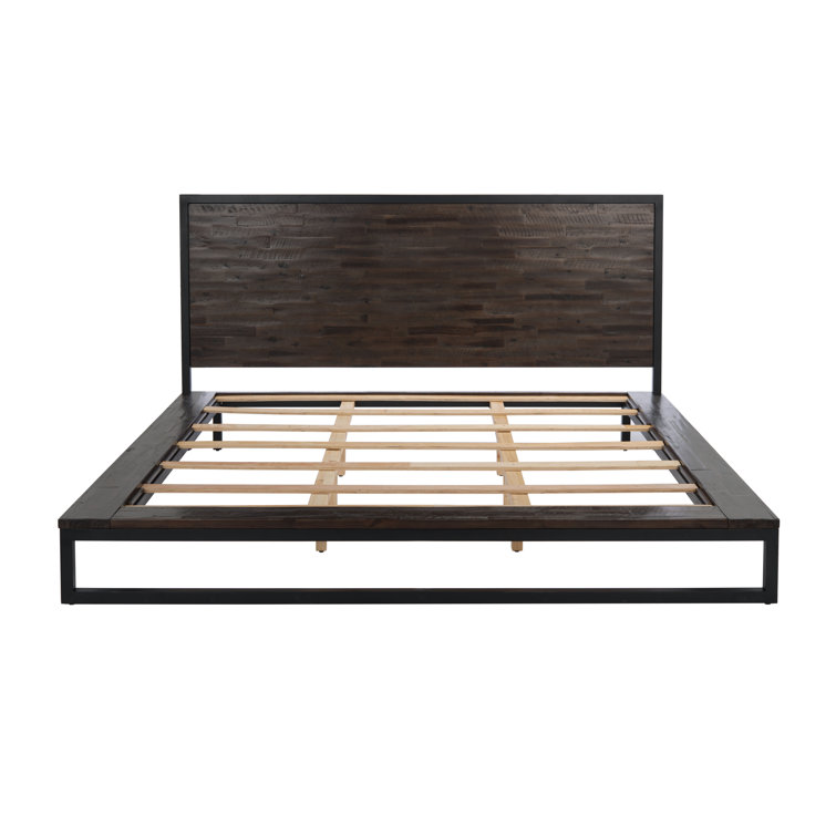 Emmarose King Platform Bed with Headboard in Black and Chocolate Brown