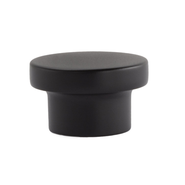 Matte Black Round Modern Cabinet Knob with Mounting Hardware