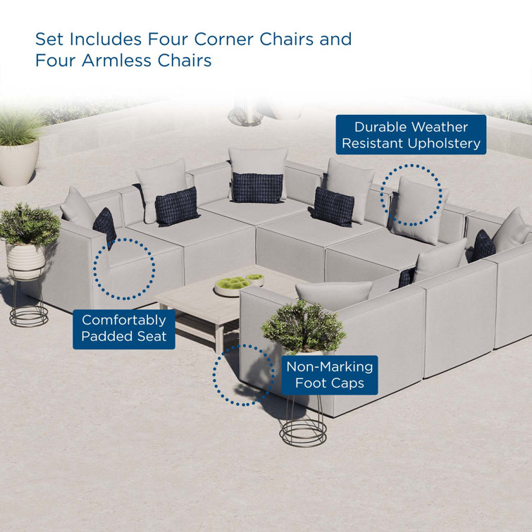 Gray Aluminum 8-Piece Outdoor Patio Sectional Sofa Set