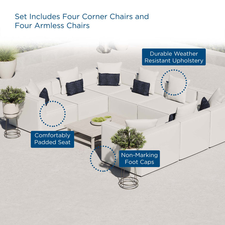 Saybrook White Aluminum 8-Piece Outdoor Sectional Sofa