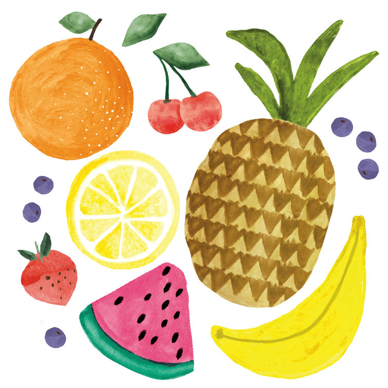 Multicolor Tropical Fruit Peel and Stick Wall Decal Set