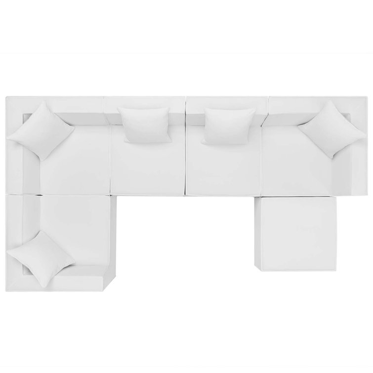 Saybrook White Aluminum 6-Piece Outdoor Sectional Sofa
