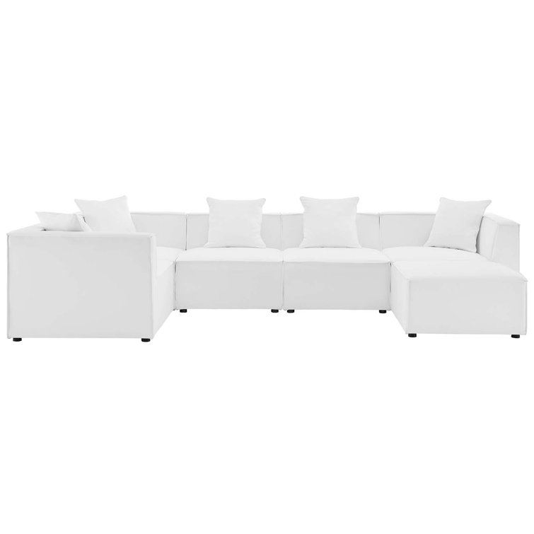 Saybrook White Aluminum 6-Piece Outdoor Sectional Sofa