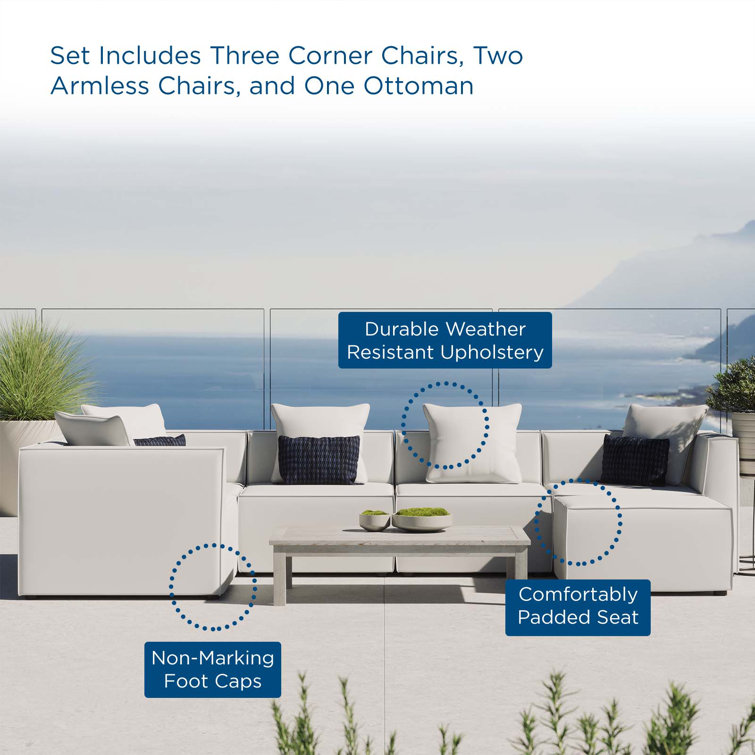 Saybrook White Aluminum 6-Piece Outdoor Sectional Sofa