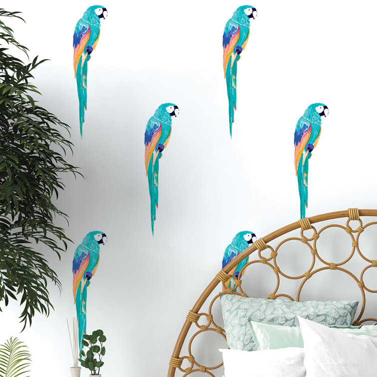 Colorful Tropical Parrot Peel and Stick Wall Decal Set