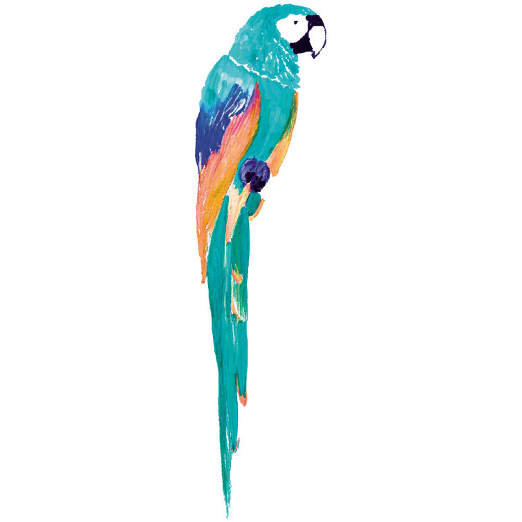 Colorful Tropical Parrot Peel and Stick Wall Decal Set
