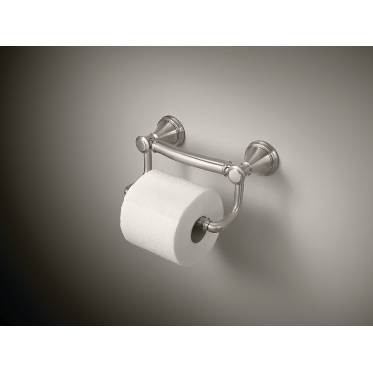 Brilliance Stainless Steel Wall Mount Toilet Paper Holder with Assist Bar