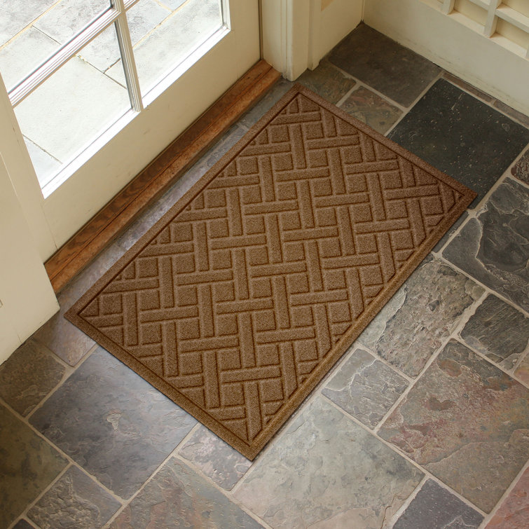 Dark Brown Lattice Design Outdoor Rubber Door Mat