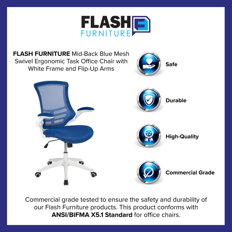 Blue Mesh Mid-Back Ergonomic Office Chair with Adjustable Arms