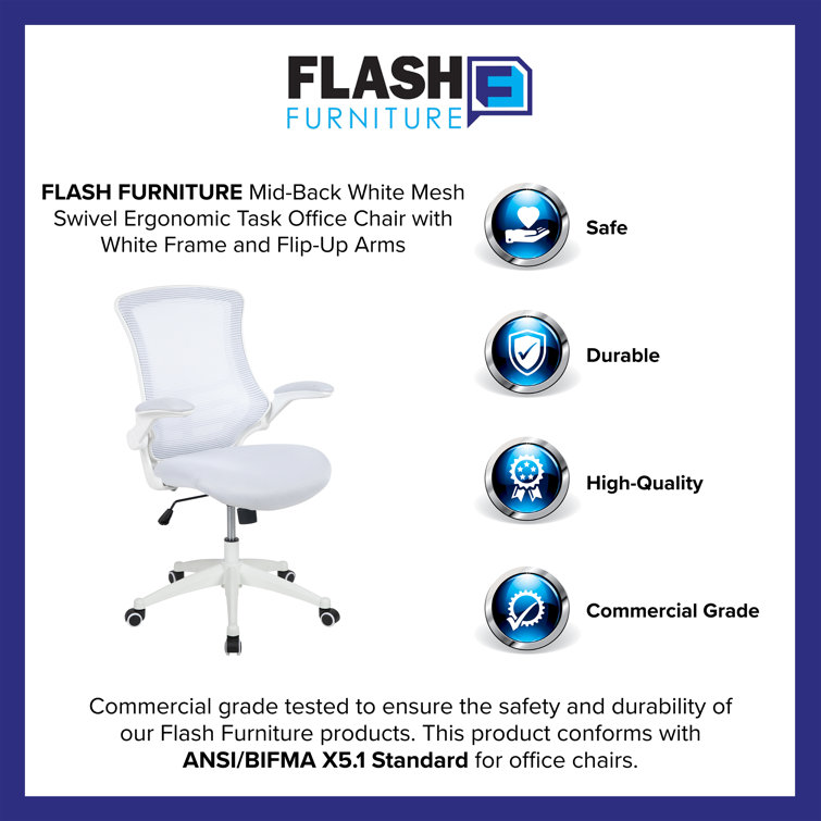White Mesh Ergonomic Task Chair with Adjustable Arms
