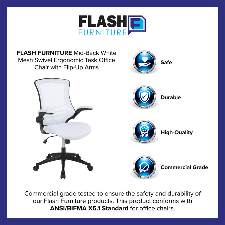 White Mesh Ergonomic Task Chair with Adjustable Arms