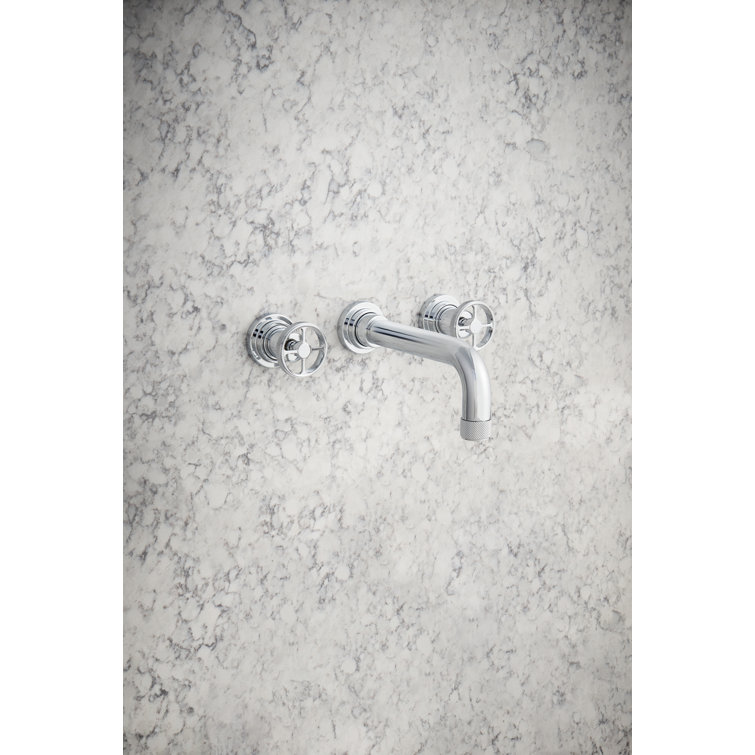 Campo Polished Nickel 10" Wall Mounted Faucet with Crosshatch Detail
