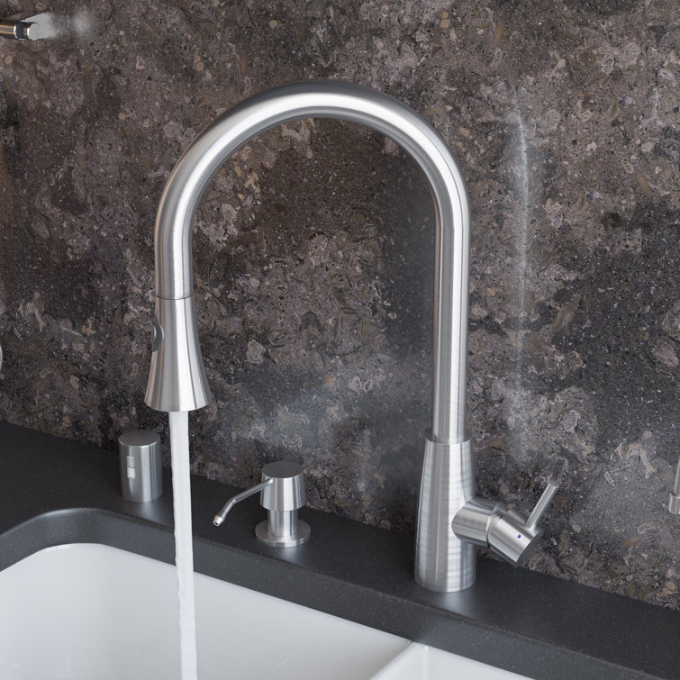 Brushed Stainless Steel Pull Down Kitchen Faucet with Spray