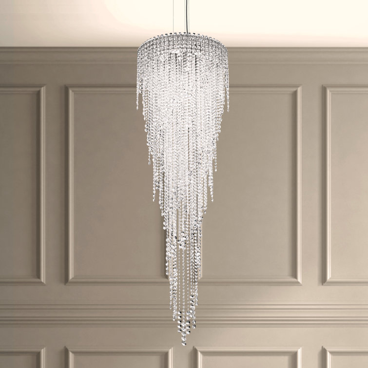 Stainless Steel 6-Light Tiered Crystal LED Chandelier