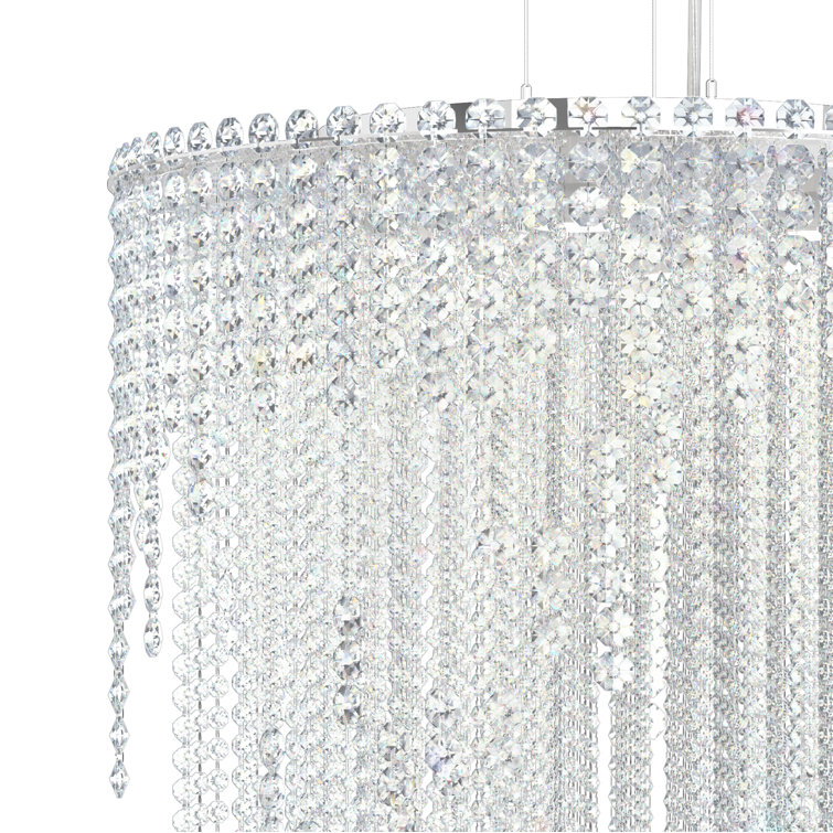 Stainless Steel 6-Light Tiered Crystal LED Chandelier