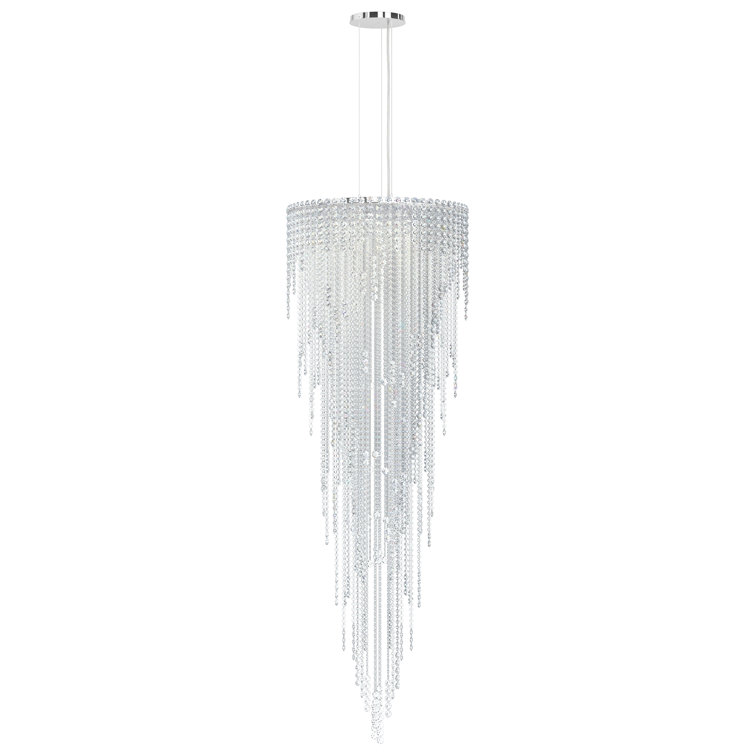 Stainless Steel 6-Light Tiered Crystal LED Chandelier
