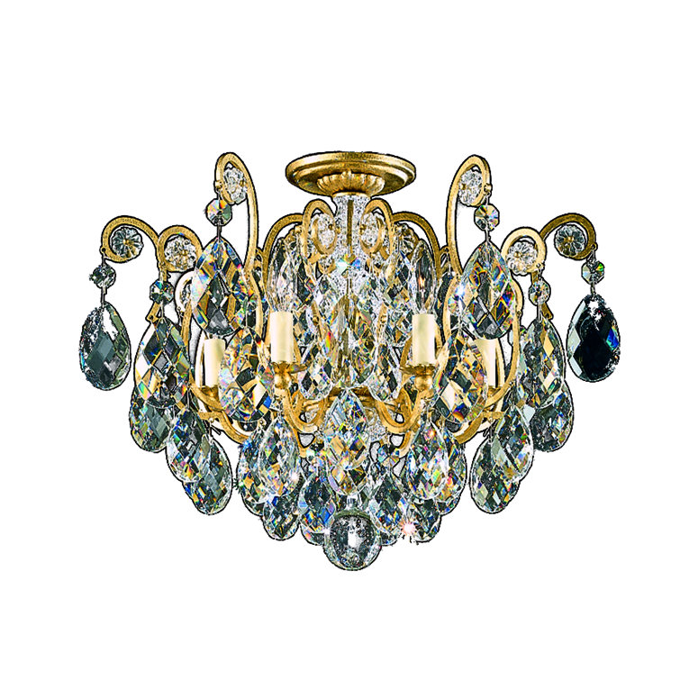 Heirloom Gold Crystal 6-Light Semi-Flush Mount