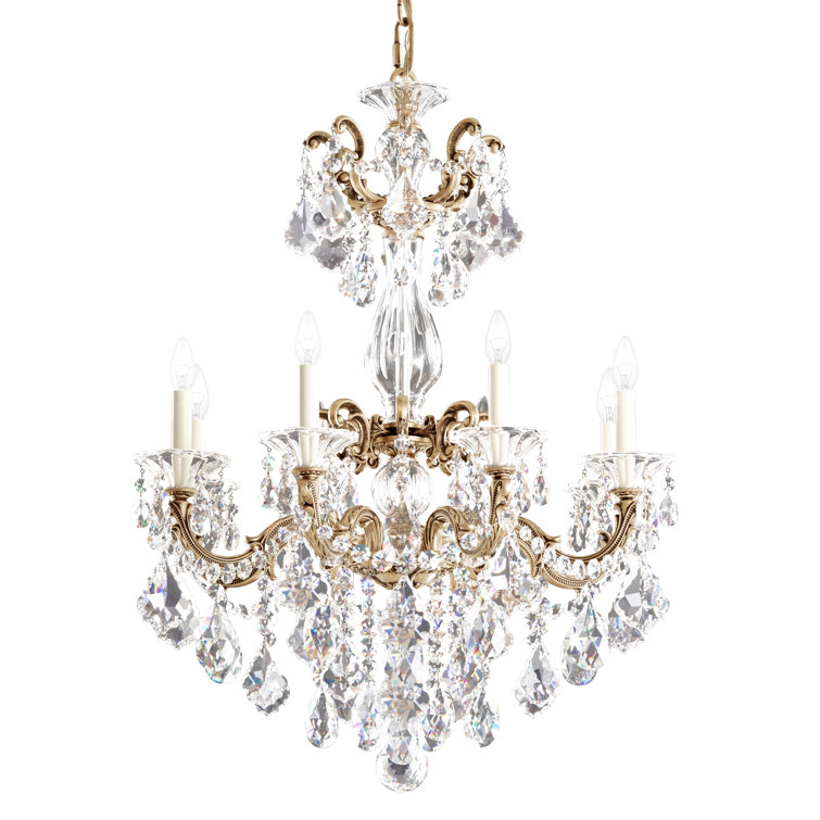 Florentine Bronze and Crystal 8-Light Candle Chandelier