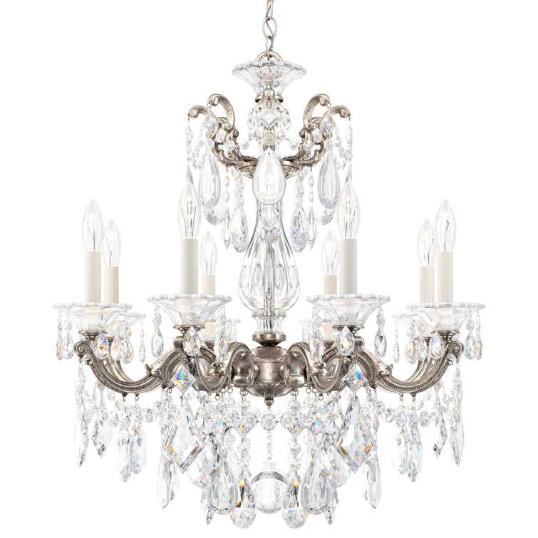 Parchment Gold La Scala 8-Light Nickel & Crystal Chandelier