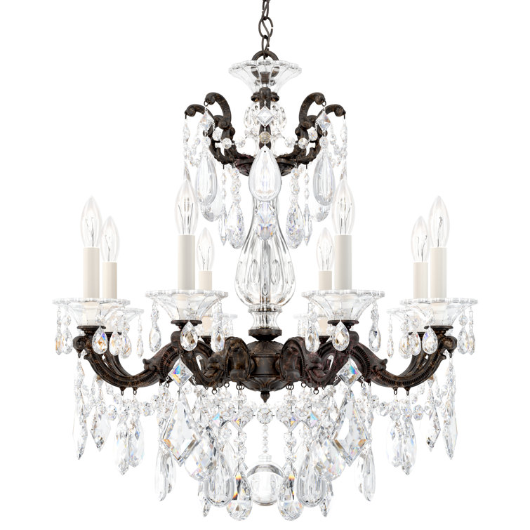 Parchment Gold La Scala 8-Light Nickel & Crystal Chandelier