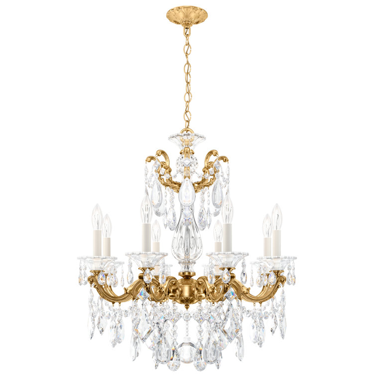 Parchment Gold La Scala 8-Light Nickel & Crystal Chandelier