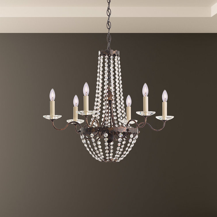 Heirloom Bronze 24.5" Traditional Crystal Chandelier with Candle Lights