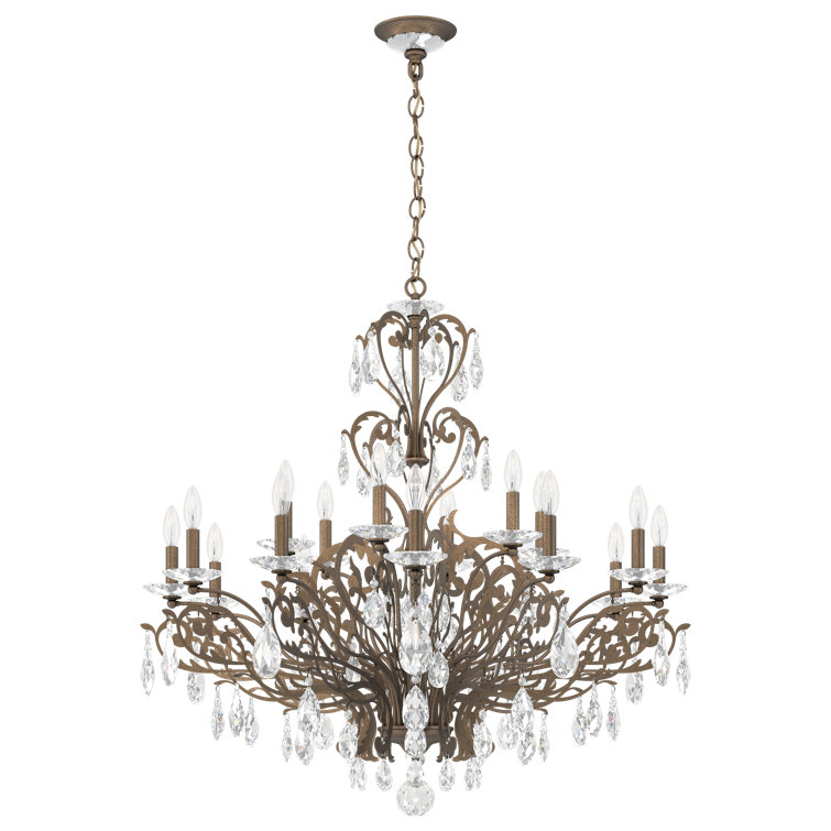 Heirloom Bronze and Clear Crystal 18-Light Chandelier