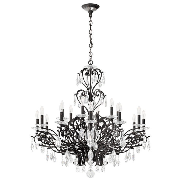 Heirloom Bronze and Clear Crystal 18-Light Chandelier