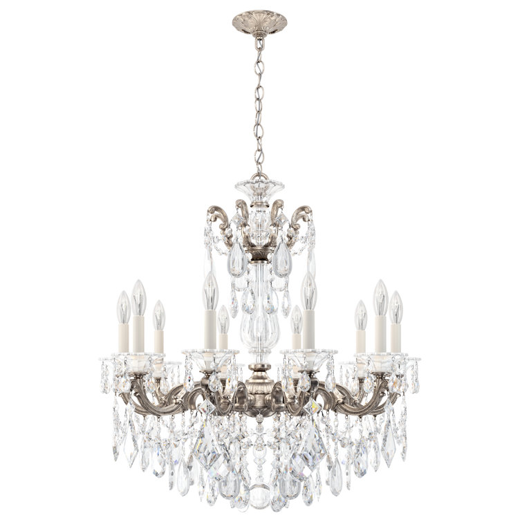 Antique Silver La Scala 10-Light Heritage Clear Crystal Chandelier