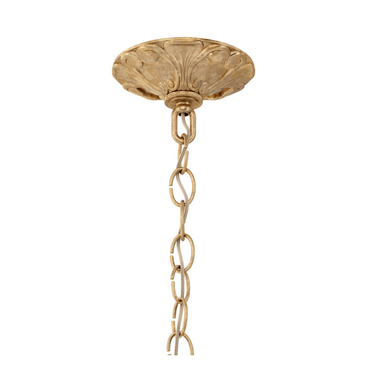 French Gold 6-Light Traditional Chandelier with Clear Heritage Crystals