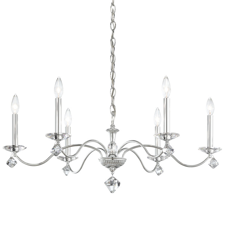 Elegance Polished Silver 6-Light Chandelier with Clear Heritage Crystal