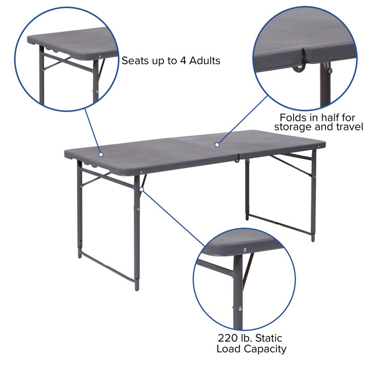 VersaFold 48" Dark Gray Adjustable Height Bi-Fold Table