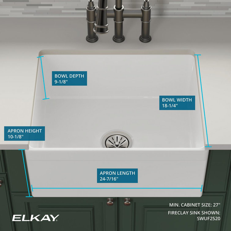 Elkay White Fireclay Tall Apron Farmhouse Sink