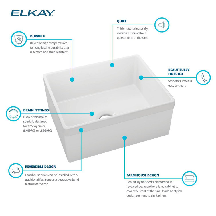 Elkay White Fireclay Tall Apron Farmhouse Sink
