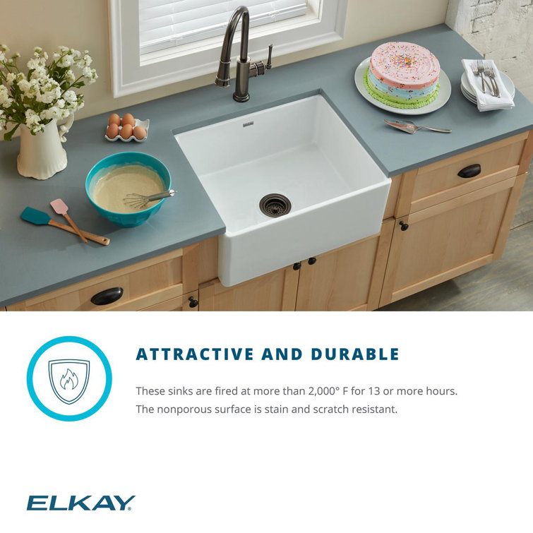 Elkay White Fireclay Tall Apron Farmhouse Sink