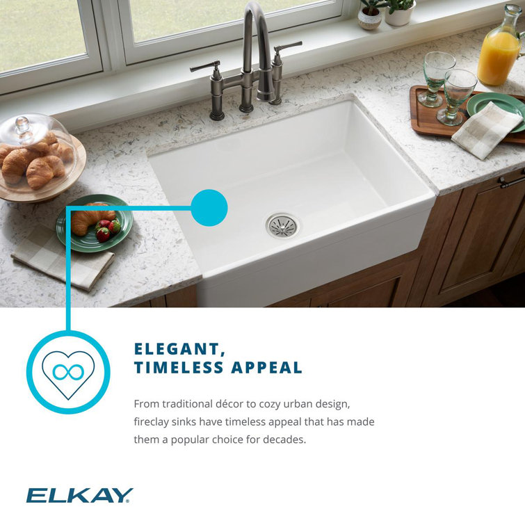 Gloss White Fireclay Farmhouse Single Bowl Kitchen Sink