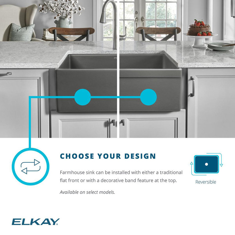 Matte Gray Fireclay Farmhouse Drop-in Single Bowl Sink