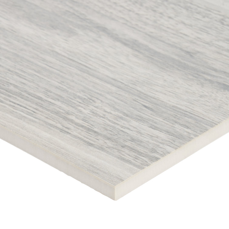 Gray Polished Porcelain Wood Look Floor and Wall Tile