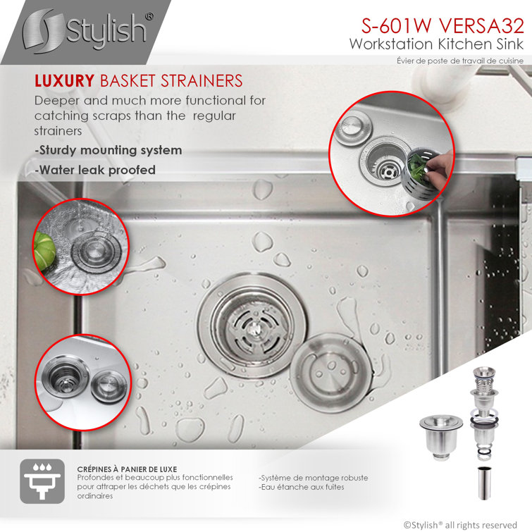 32" Stainless Steel Double Bowl Workstation Kitchen Sink with Accessories